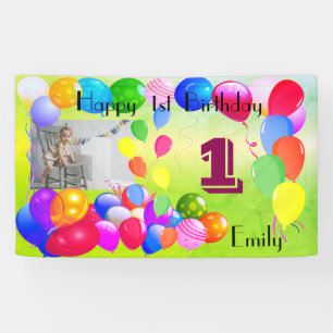 Personalised Balloons Design Happy 1st Birthday Banner