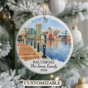 Personalised Baltimore Ornament, Custom Maryland Ceramic Tree Decoration