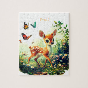 Personalised Bambi and Butterflies Jigsaw Puzzle
