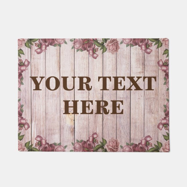 Personalised Bamboo Wood Wooden Background Doormat (Front)