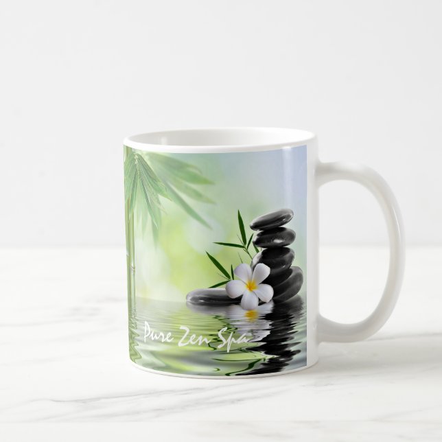 Personalised Bamboo Zen Stones Water Plumeria Coffee Mug (Right)