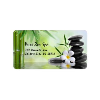 Personalised Bamboo Zen Stones Water Plumeria Label