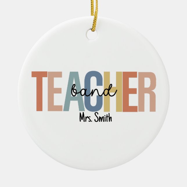 Personalised Band Teacher Christmas Ceramic Tree Decoration (Front)