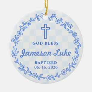 Personalised Baptism 2026 Baby Photo & Name Ceramic Tree Decoration