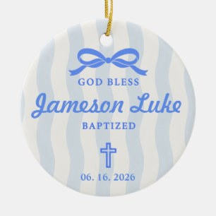 Personalised Baptism 2026 Baby Photo & Name Ceramic Tree Decoration