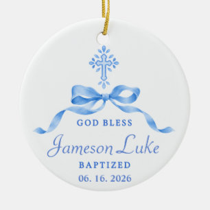 Personalised Baptism 2026 Baby Photo & Name Ceramic Tree Decoration