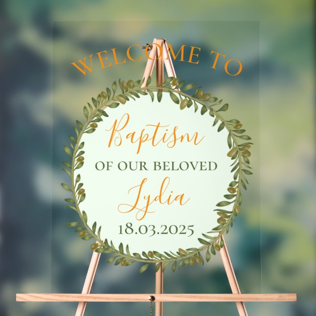Personalised Baptism Acrylic Welcome Sign (Neutral)
