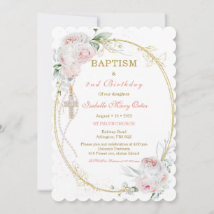 Personalised  Baptism and 2nd Birthday Invitation