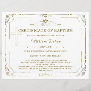 Personalised Baptism Certificate Template Editable