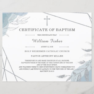 Personalised Baptism Certificate Template Editable