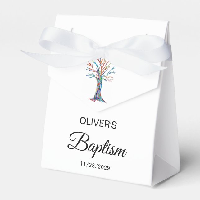 Personalised Baptism Christening Family Tree Favour Box (Front Side)