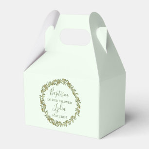 Personalised Baptism Favour Box with Olive Wreath