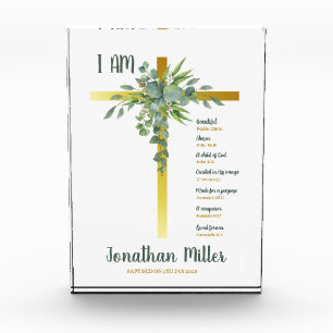 Personalised baptism gift for boy photo block