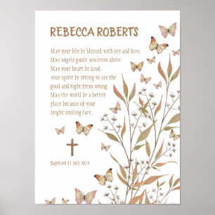 Personalised Baptism Gift For Girl Poster