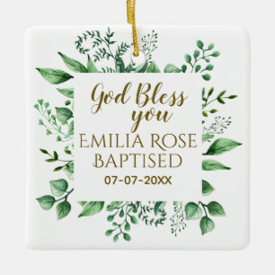 Personalised Baptism Gift God Bless You Name Date Ceramic Ornament