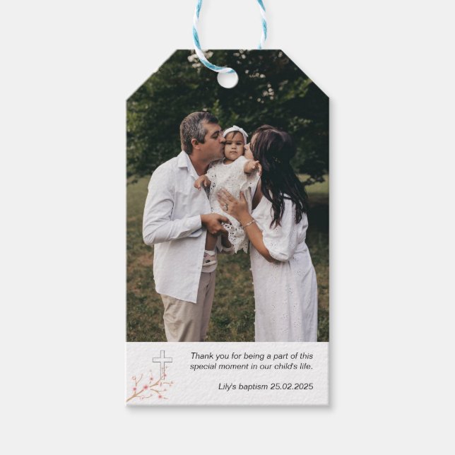 Personalised Baptism Gift Tags - Photo & Text (Front)