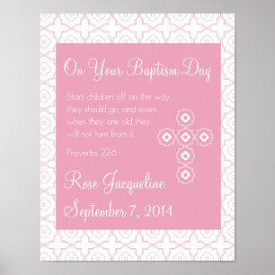 Personalised Baptism Print for Girl - 11x14