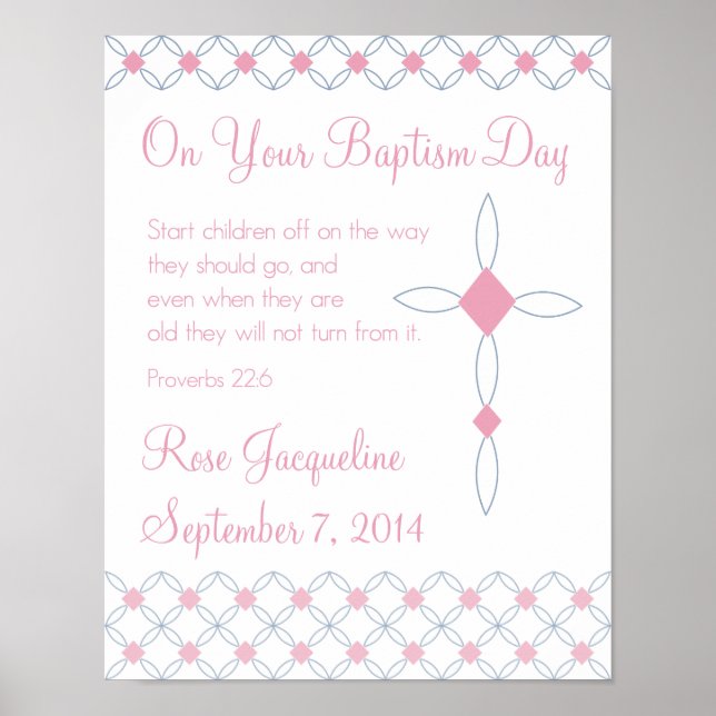 Personalised Baptism Print for Girl - 11x14 (Front)
