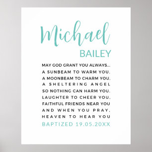 Personalised Baptism Printable, Boy Baptism Gift  Poster