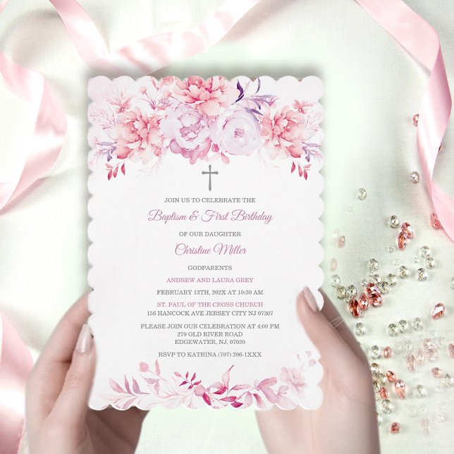 Personalised Baptism With Godparents Name Invitation (Creator Uploaded)