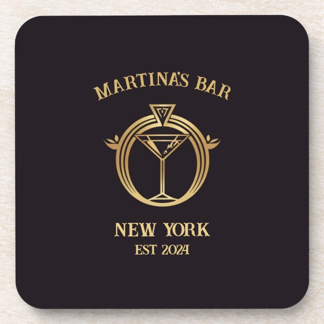 Personalised Bar Sign Bar Coaster with Custom Name (Front)