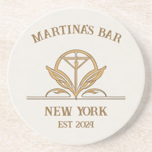 Personalised Bar Sign Martini Logo Custom Name Coaster