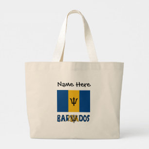 Personalised Barbados Flag Large Tote Bag