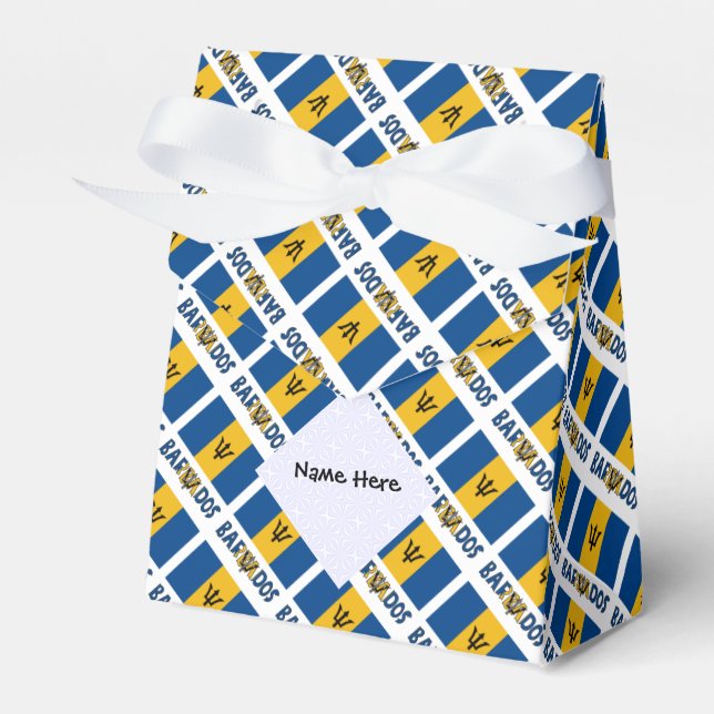 Personalised Barbados Flag Tiled Favour Box (Front Side)