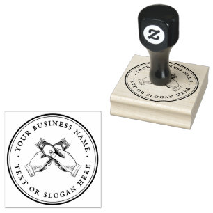 Personalised barber Round Rubber Stamp