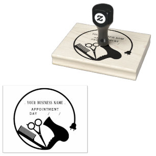 Personalised barber Round Rubber Stamp