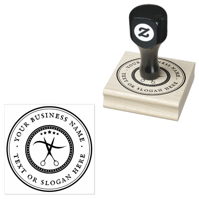 Personalised barber Round Rubber Stamp (Stamped)