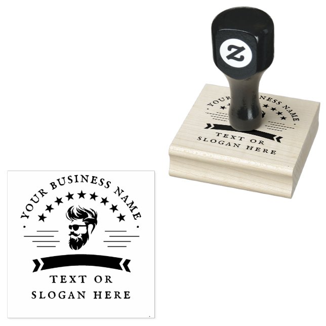 Personalised barber Round Rubber Stamp (Stamped)