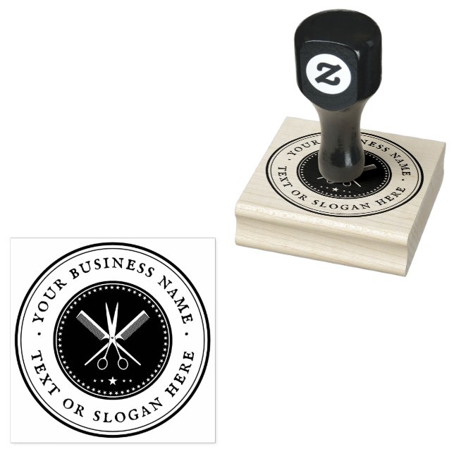 Personalised barber Round Rubber Stamp (Stamped)