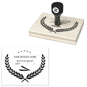 Personalised barber Round Rubber Stamp