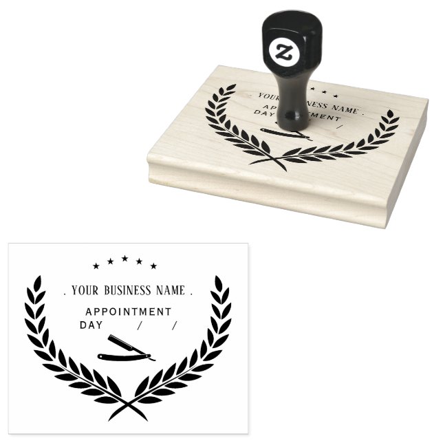 Personalised barber Round Rubber Stamp (Stamped)