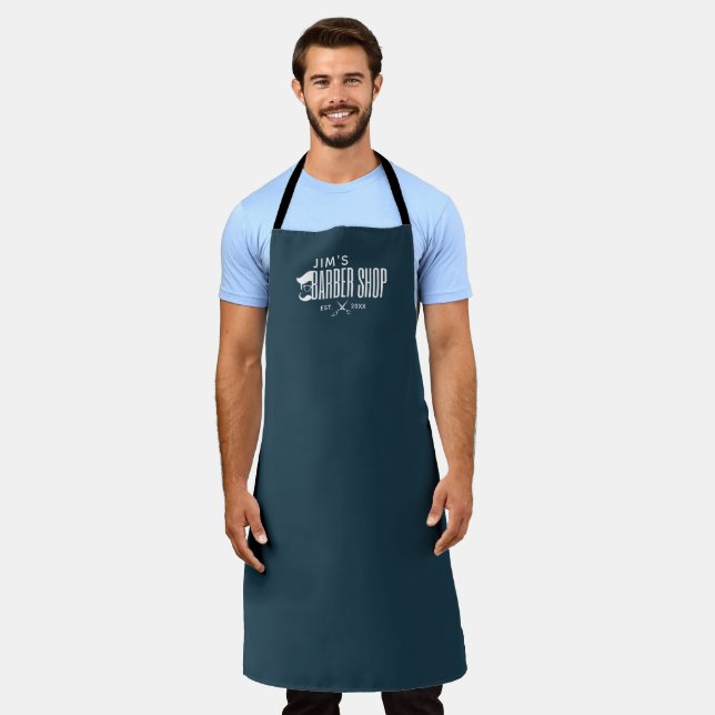 Personalised Barber Shop Apron (Worn)