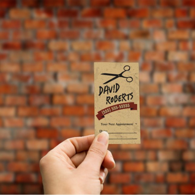 Personalised Barber Shop Hair Stylist Retro Appointment Card (Creator Uploaded)