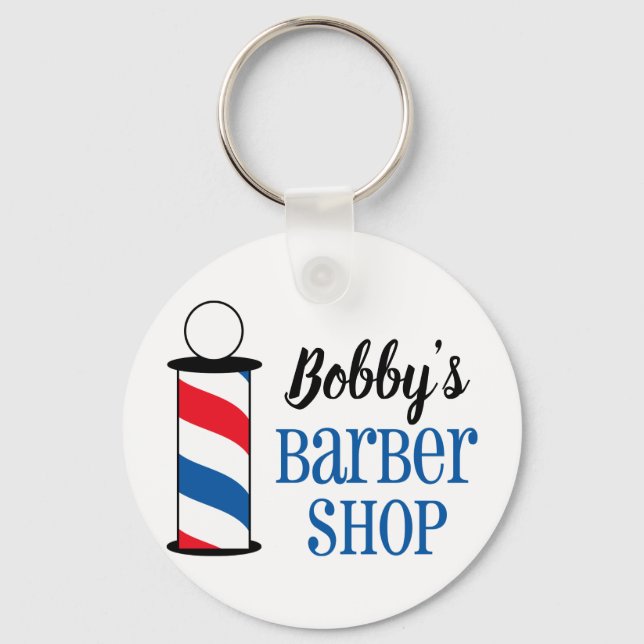 Personalised Barber Shop Key Ring (Front)