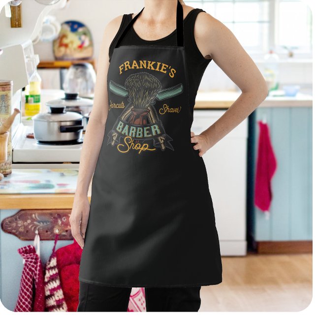 Personalised Barber Shop Retro Haircuts Shaves  Apron (Creator Uploaded)