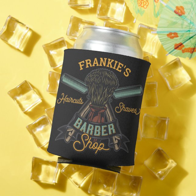 Personalised Barber Shop Retro Haircuts Shaves  Can Cooler (In Situ Summer)