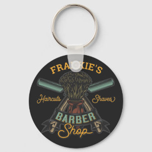 Personalised Barber Shop Retro Haircuts Shaves  Key Ring