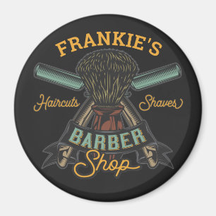 Personalised Barber Shop Retro Haircuts Shaves Magnet