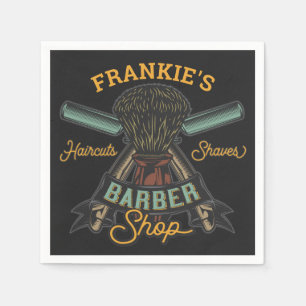 Personalised Barber Shop Retro Haircuts Shaves  Napkin