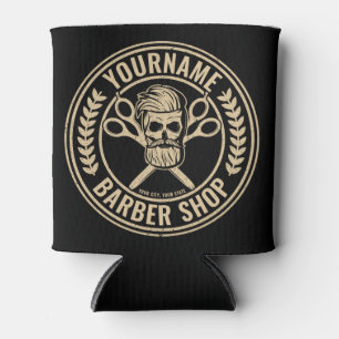 Personalised Barber Shop Skull Rockabilly Salon Can Cooler