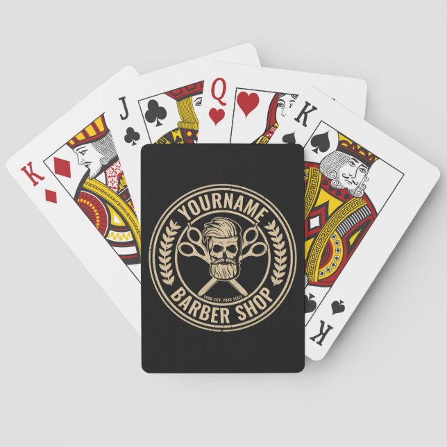 Personalised Barber Shop Skull Rockabilly Salon   Playing Cards (Back)