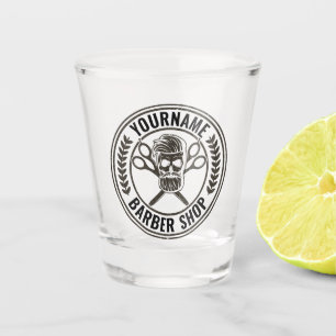 Personalised Barber Shop Skull Rockabilly Salon   Shot Glass