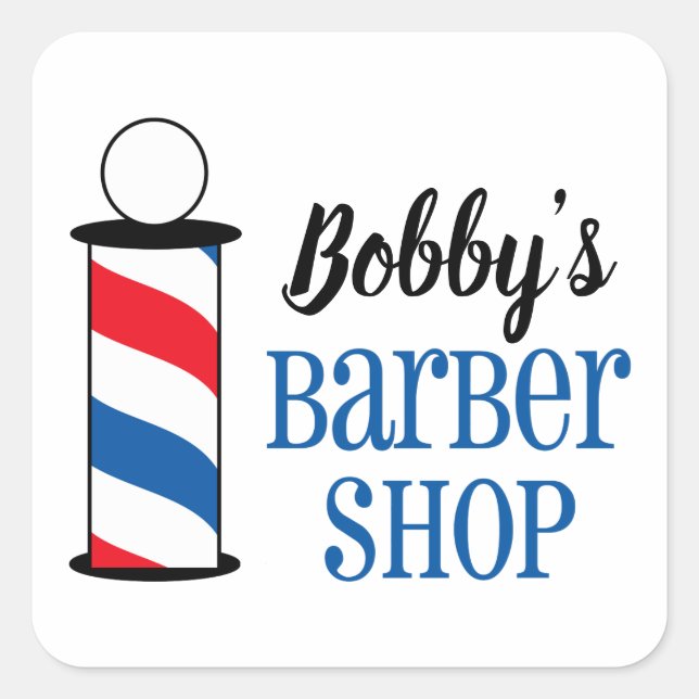 Personalised Barber Shop Square Sticker (Front)