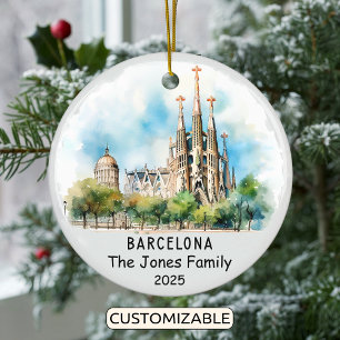 Personalised Barcelona Ornament, Spain Ceramic Tree Decoration