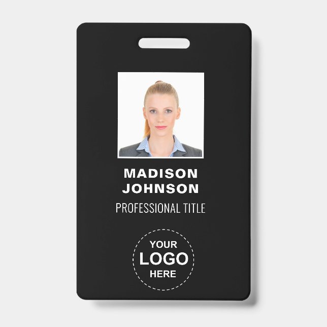 Personalised Barcode ID Cards with Logo and Photo Badge (Front)