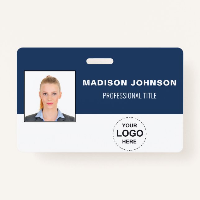 Personalised Barcode ID Cards with Logo and Photo ID Badge (Front)